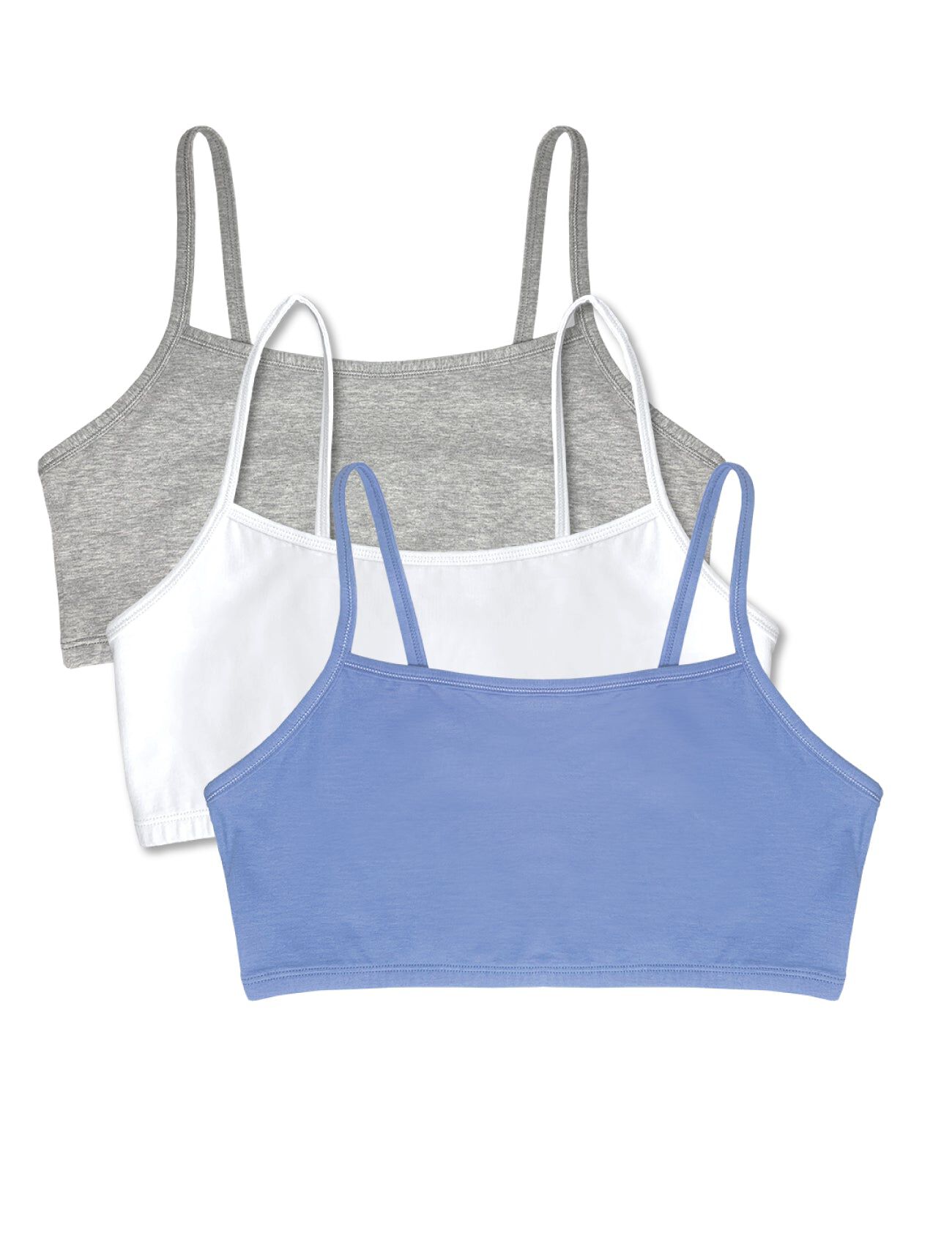Bestform Spaghetti Strap Cotton Pullover Sports Bra 3-Pack - 5009036PP, BLUE WHITE GREY, hi-res image number 0