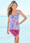 Bra-Size Wrap Tankini Top, PINK MIXED SNAKE, hi-res image number null