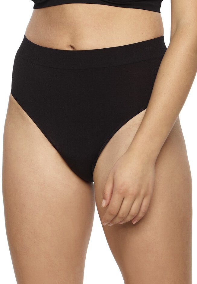 Body Smooth Hi Cut Seamless Brief Panty, BLACK, hi-res image number 0