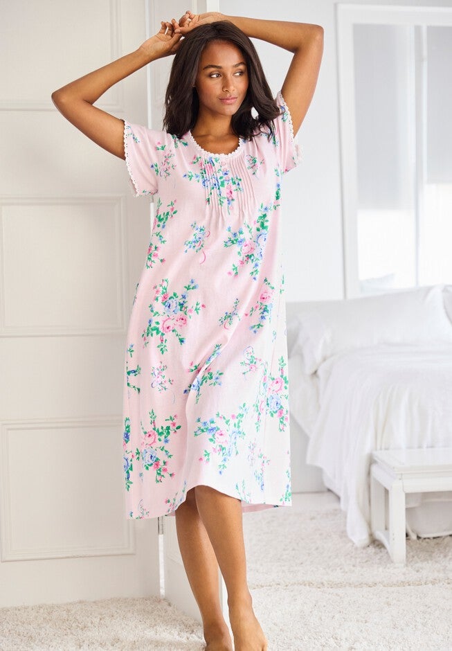 Short Pintuck Knit Gown, , alternate image number 2