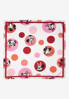 Disney Minnie Mouse Silky Scarf 27" x 27" Large Red Bow Icon Square Head Wrap