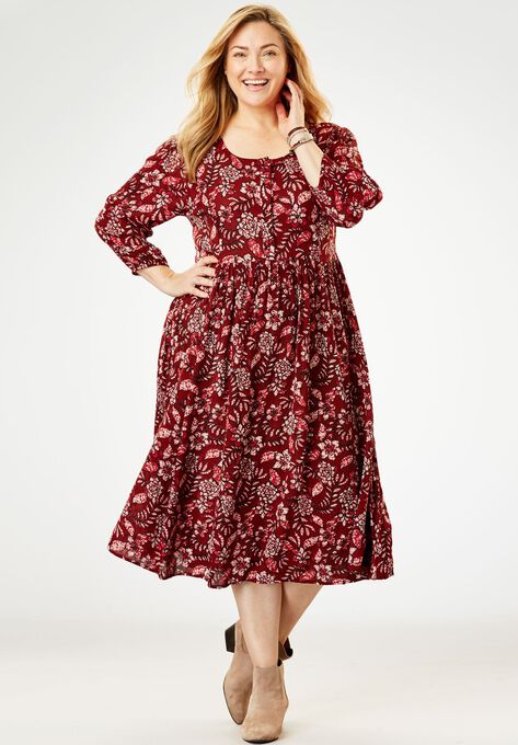 Empire Crinkle Dress Plus Size Casual Dresses Roaman S