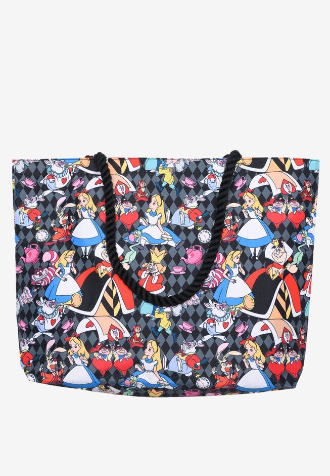 Disney Alice In Wonderland Tote Bag Travel Beach Cheshire Cat Queen Of Hearts Tote Bag, , alternate image number null