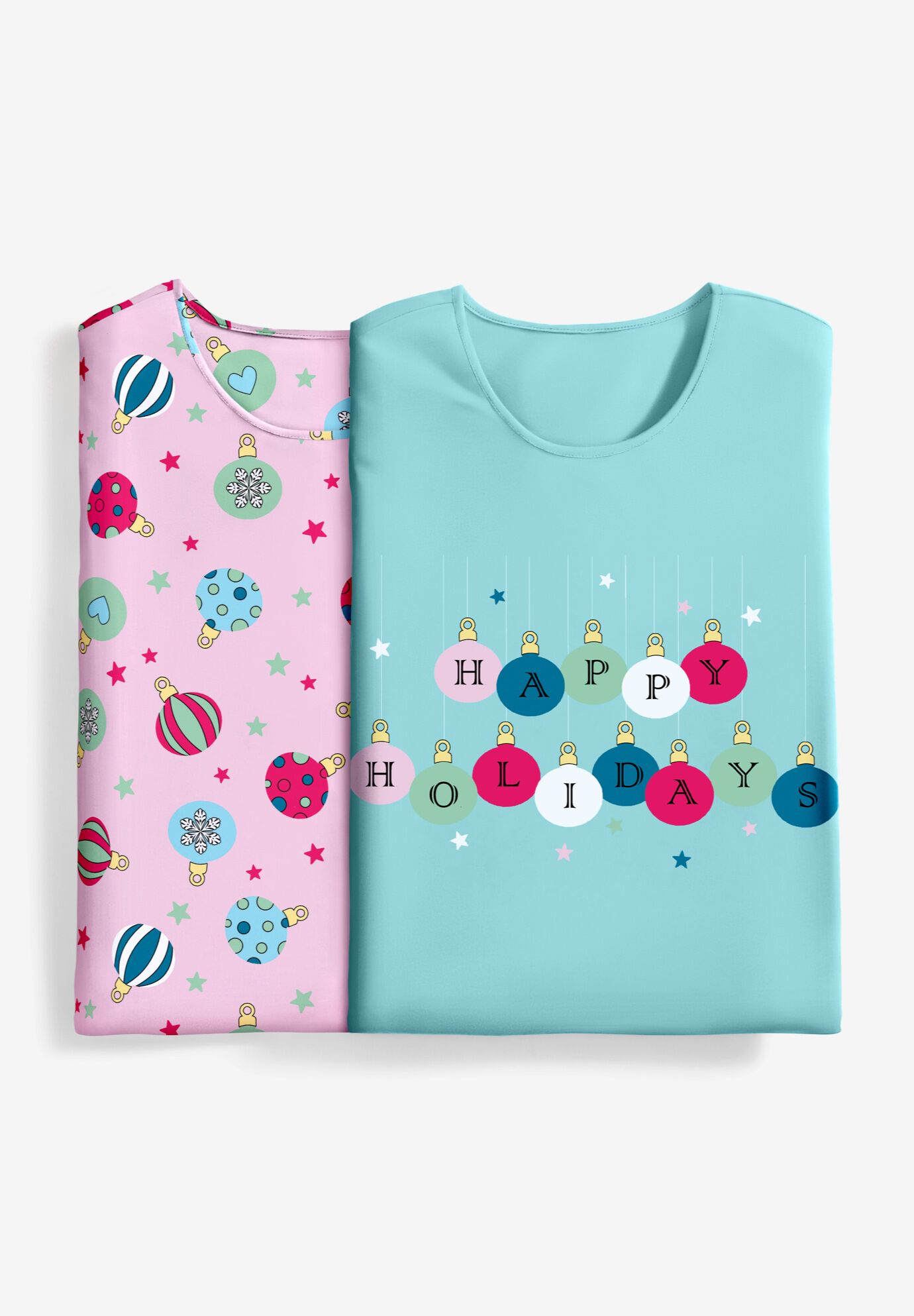 2-Pack Short-Sleeve Sleepshirt, PALE OCEAN ORNAMENT, alternate image number 3