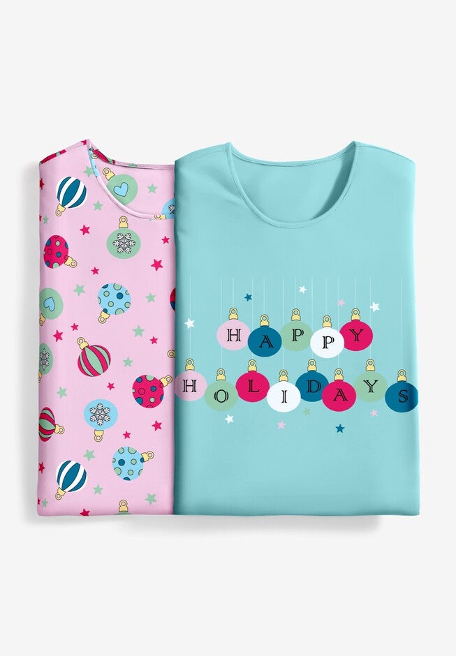 2-Pack Short-Sleeve Sleepshirt, PALE OCEAN ORNAMENT, alternate image number 3