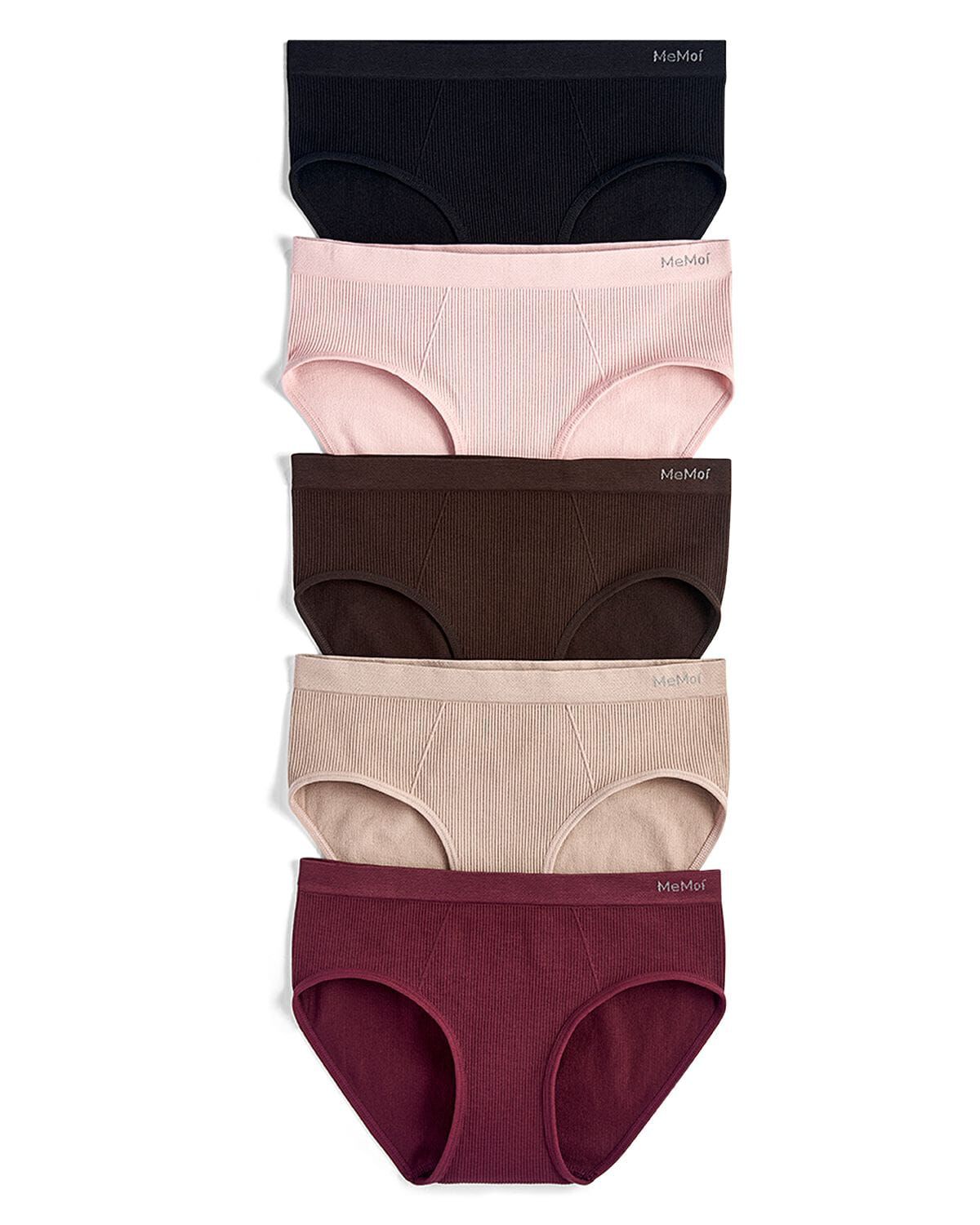5 Pair Women's Seamless Ribbed No-Show Tag-Free Briefs, BLACK MULTI, alternate image number 2