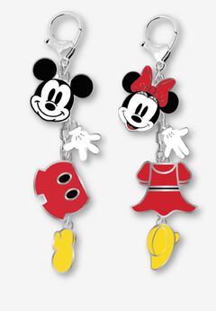 Disney Mickey & Minnie Mouse Enamel Bag Charm Key Chains 2-Pack Gift Set