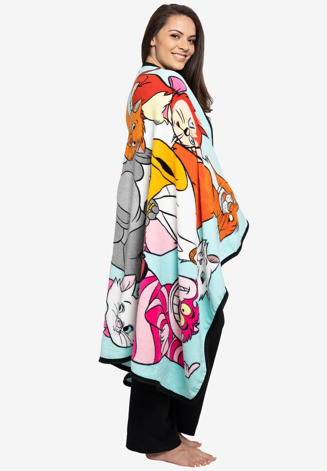 Disney Cats Throw Blanket 46 inches x 60 inches Plush Figaro Cheshire Cat Dinah Toulouse, , alternate image number null