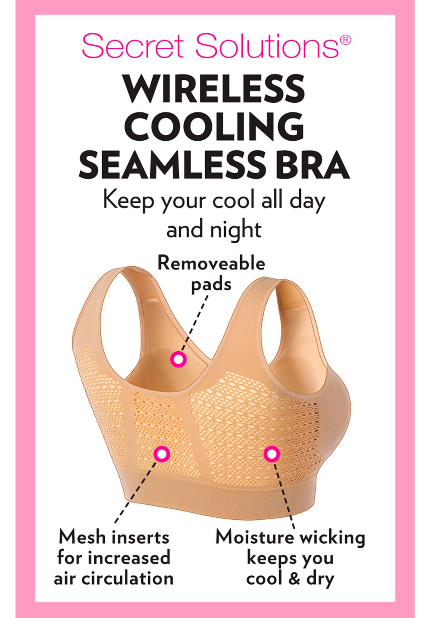 Wireless Cooling Seamless Bra, , alternate image number 3