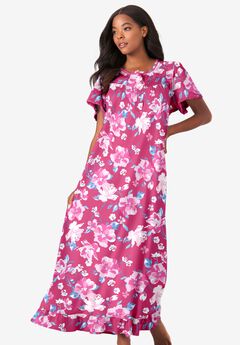 Long Floral Print Cotton Gown