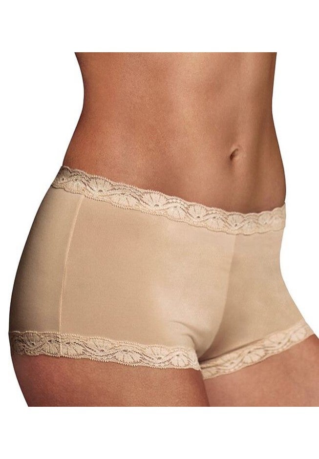 Microfiber and Lace Boyshort , LATTE, hi-res image number 0