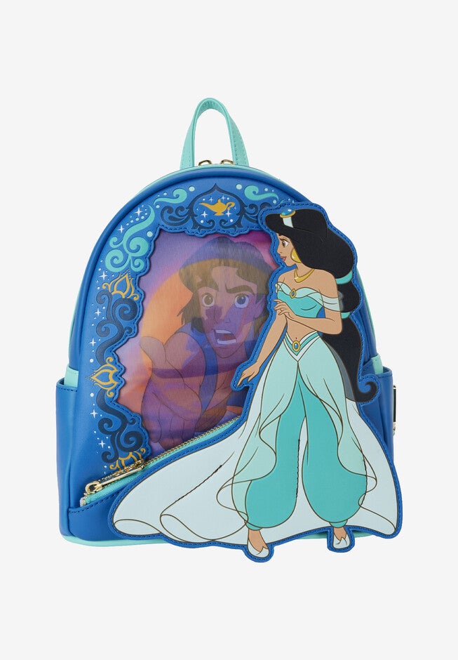 Loungefly X Disney Princess Jasmine Aladdin Lenticular Mini Backpack, BLUE, hi-res image number 0