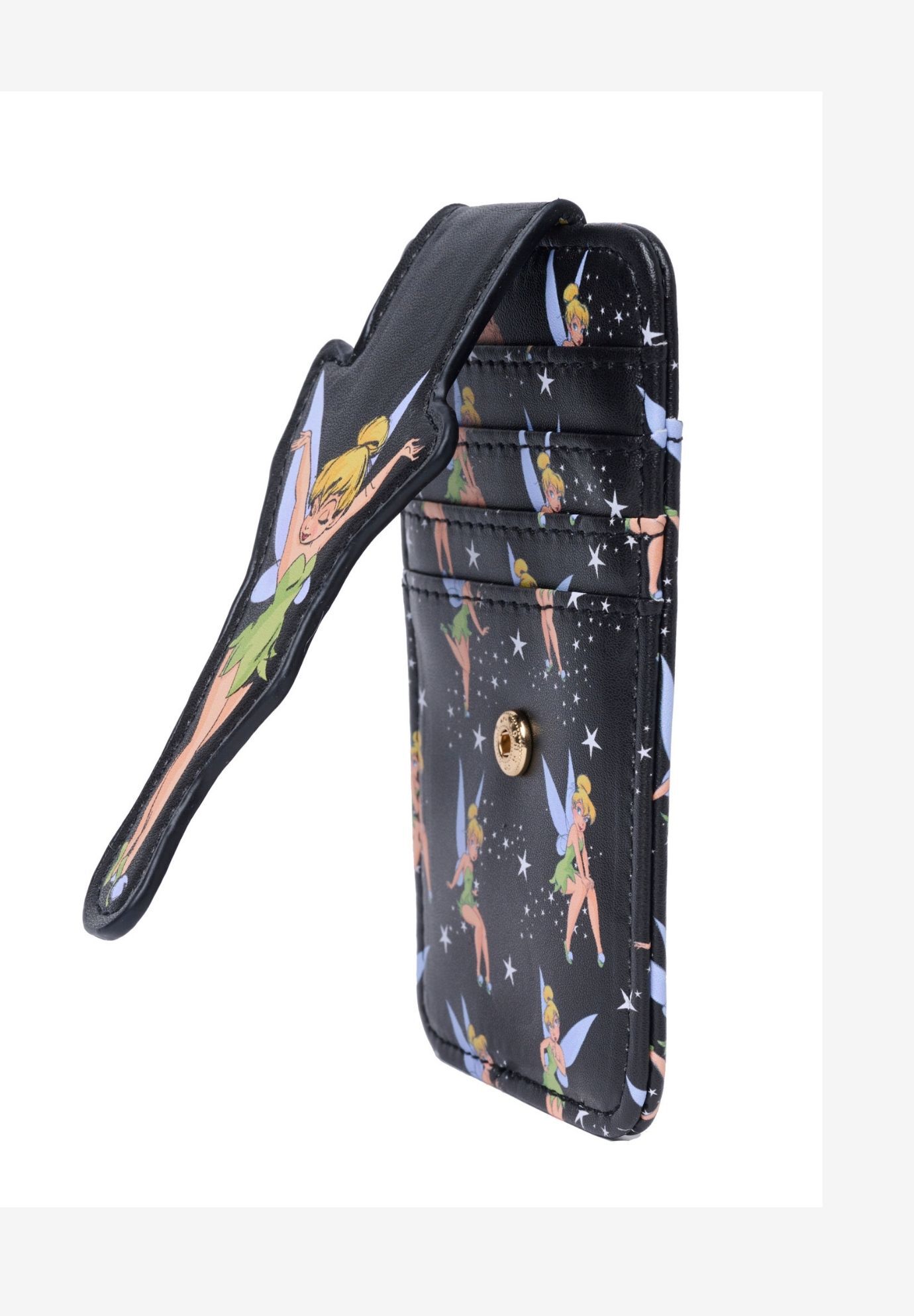 Disney Tinker Bell Card Holder Wallet All-Over Print Snap Closure Black, BLACK, alternate image number 2
