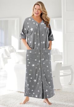 Long French Terry Zip-Front Robe
