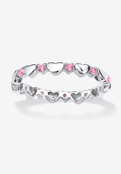 Simulated Birthstone Heart Eternity Ring