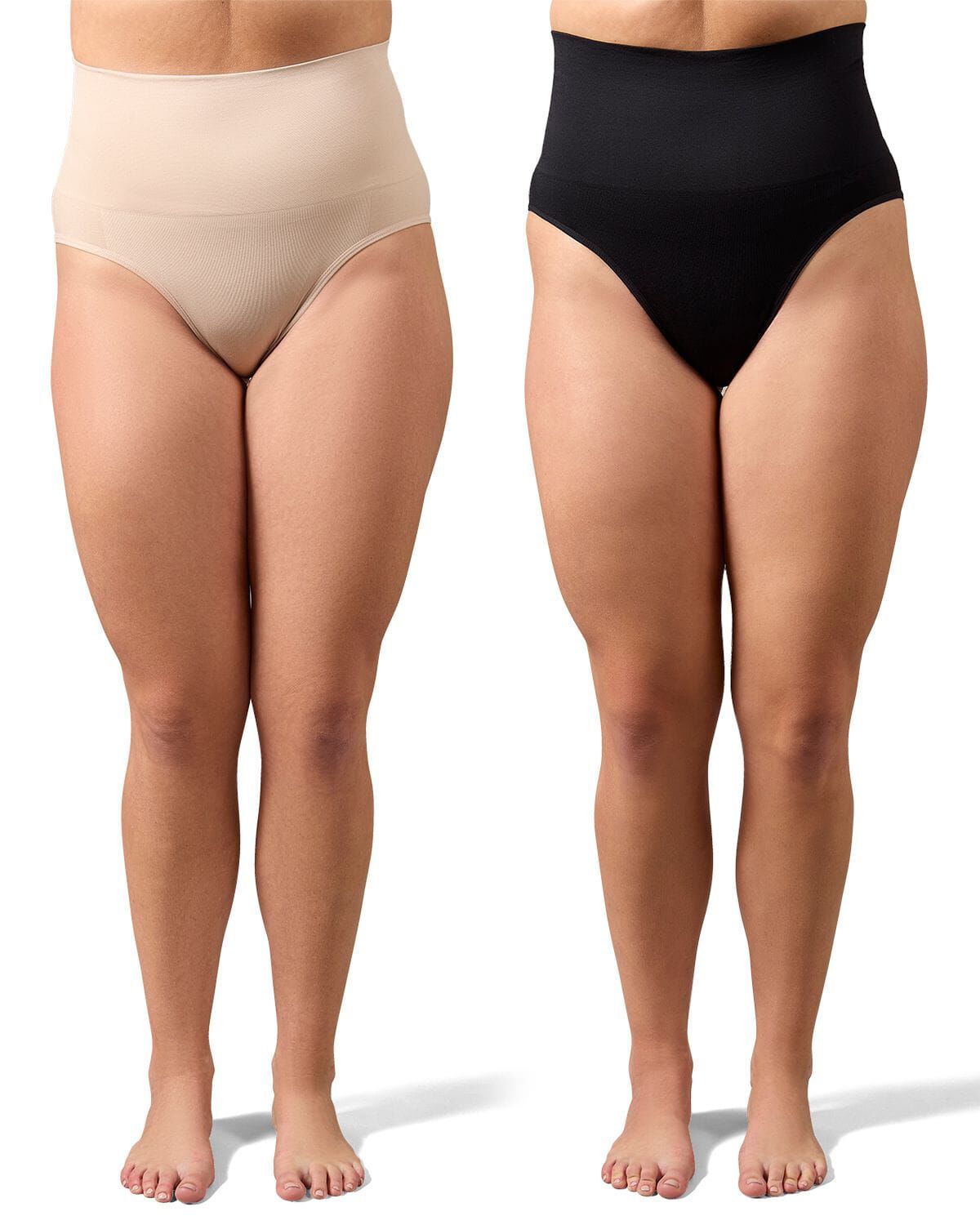 2 Pair Women's Full Coverage High Waisted Shaping Briefs, BUFF BLACK, alternate image number 1