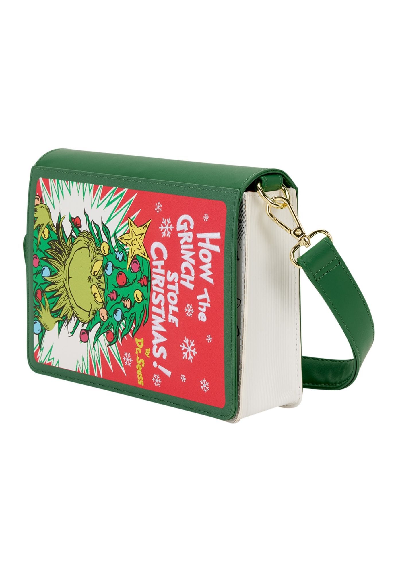 Loungefly x Dr. Seuss How the Grinch Stole Christmas! Holiday Color-In Crossbody Bag, GREEN, alternate image number 3