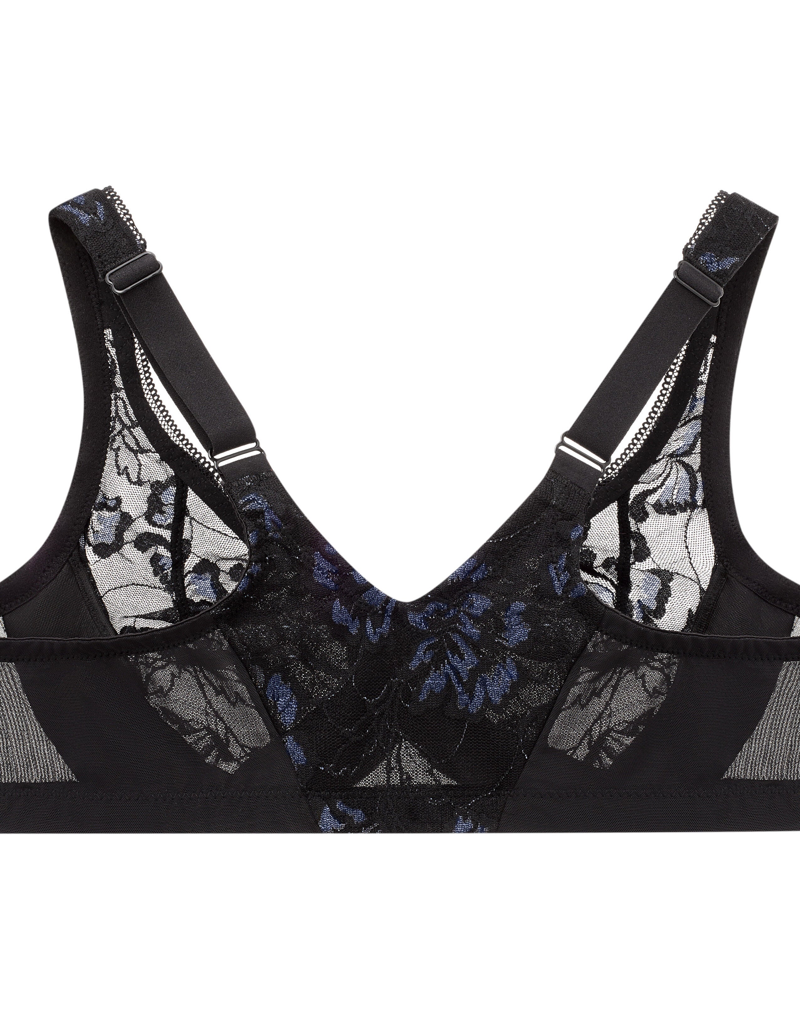 Glamorise Lacey T-Back Front-Closure WonderWire Underwire  Bra 9246 (Women&#39;s & Women&#39;s Plus), BLACK, alternate image number 4