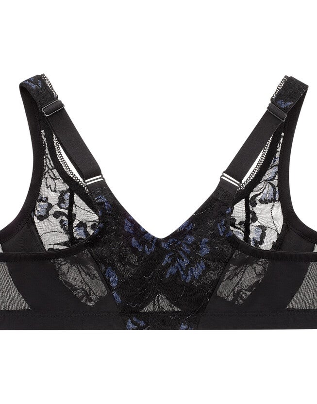 Glamorise Lacey T-Back Front-Closure WonderWire Underwire  Bra 9246 (Women's & Women's Plus), BLACK, alternate image number 4