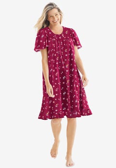Short Floral Print Cotton Gown