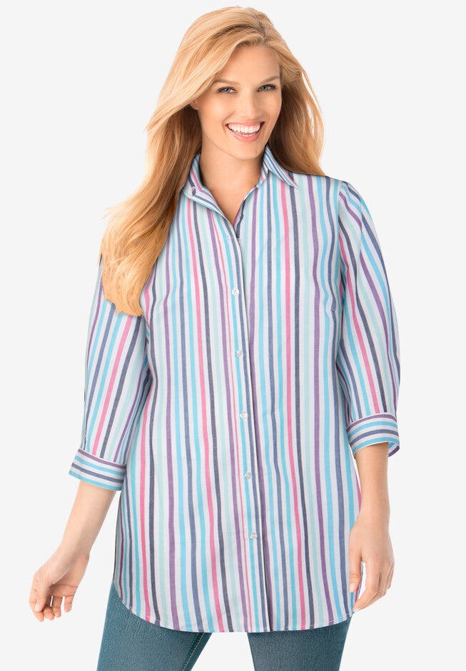 Perfect Printed Three-Quarter Sleeve Shirt, MULTI STRIPE, hi-res image number null