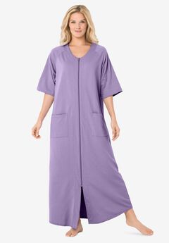 Long French Terry Zip-Front Robe