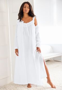 Long 2-Piece Cabbage-Rose Peignoir Set