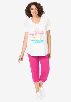Elastic Waist Capri Jeans