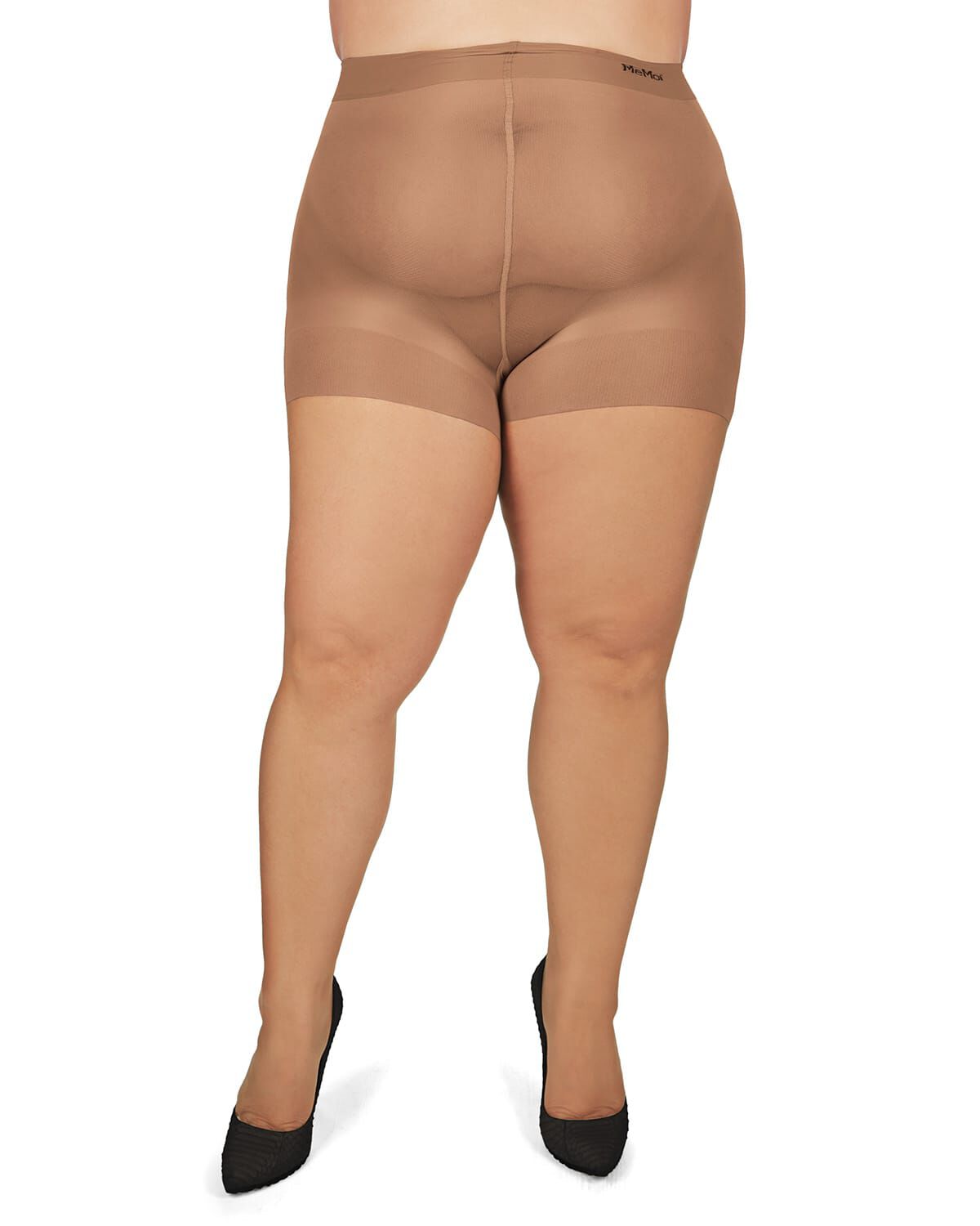 Plus Size Curvy Ultra Sheer Control Top Pantyhose, HONEY, alternate image number 1