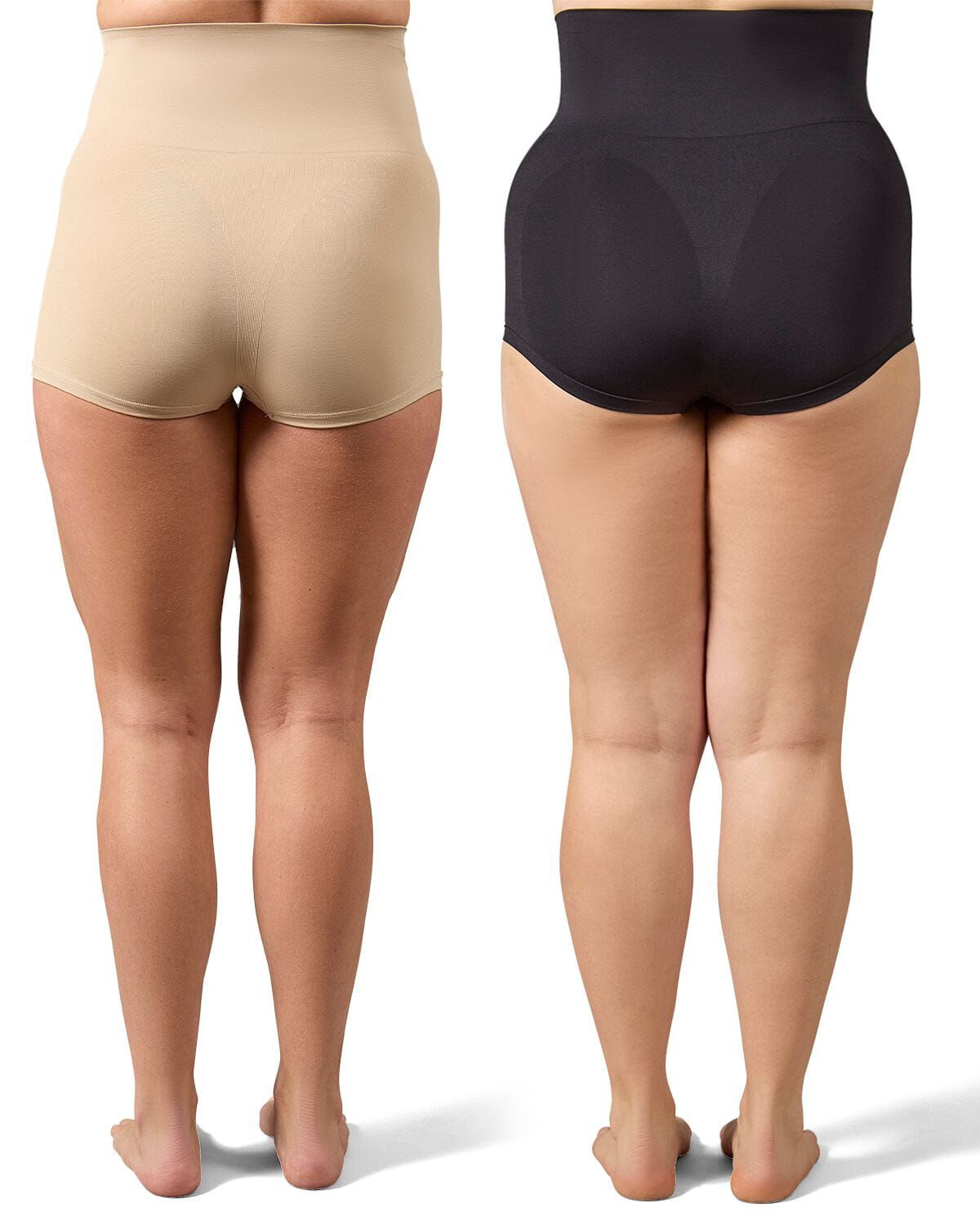 2 Pair Women's High-Waist Boy Short Shaping Briefs, NUDE BLACK, alternate image number 2