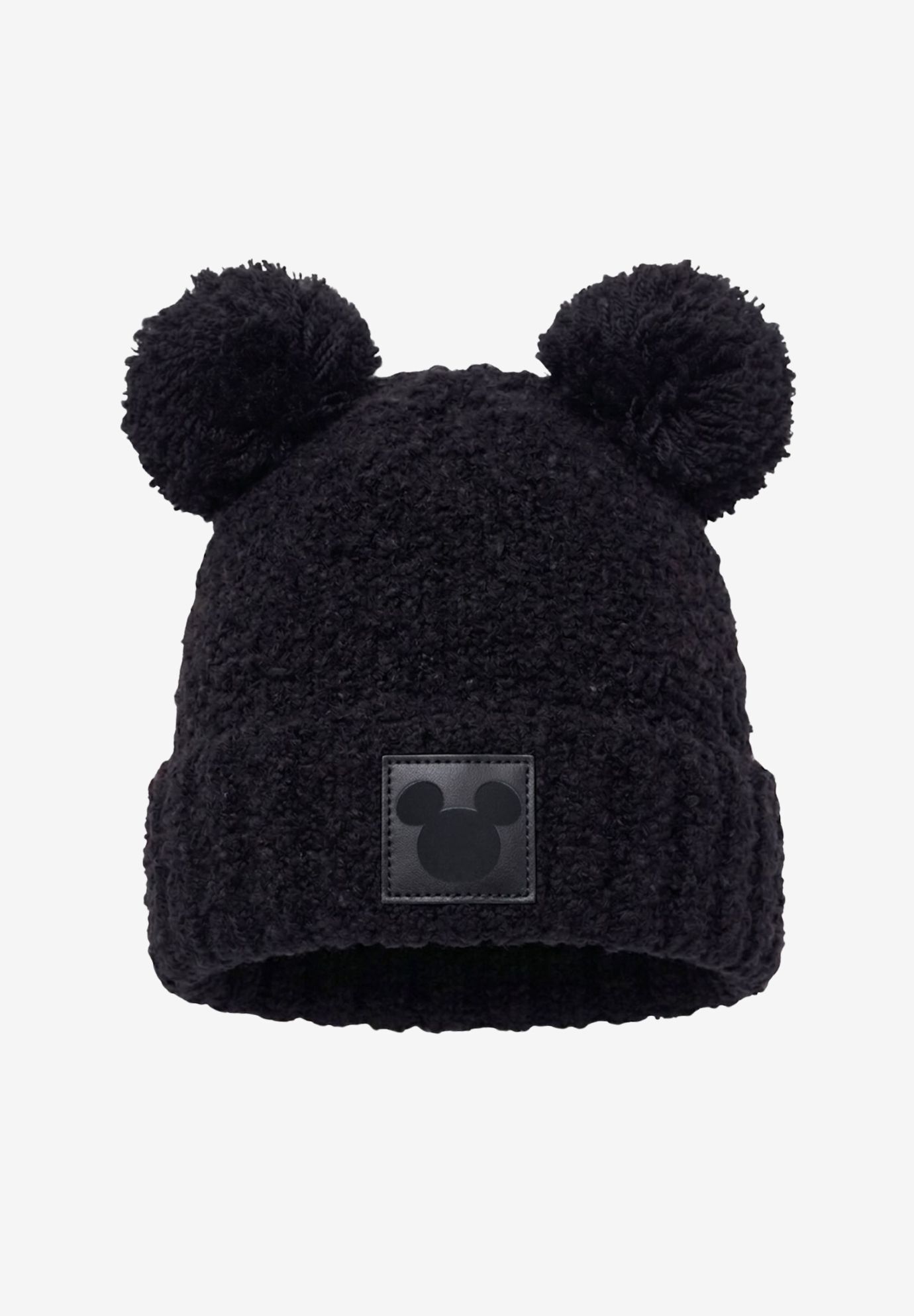 Disney Mickey Mouse Beanie Hat Double Pom Fuzzy Knit Winter, BLACK, hi-res image number 0