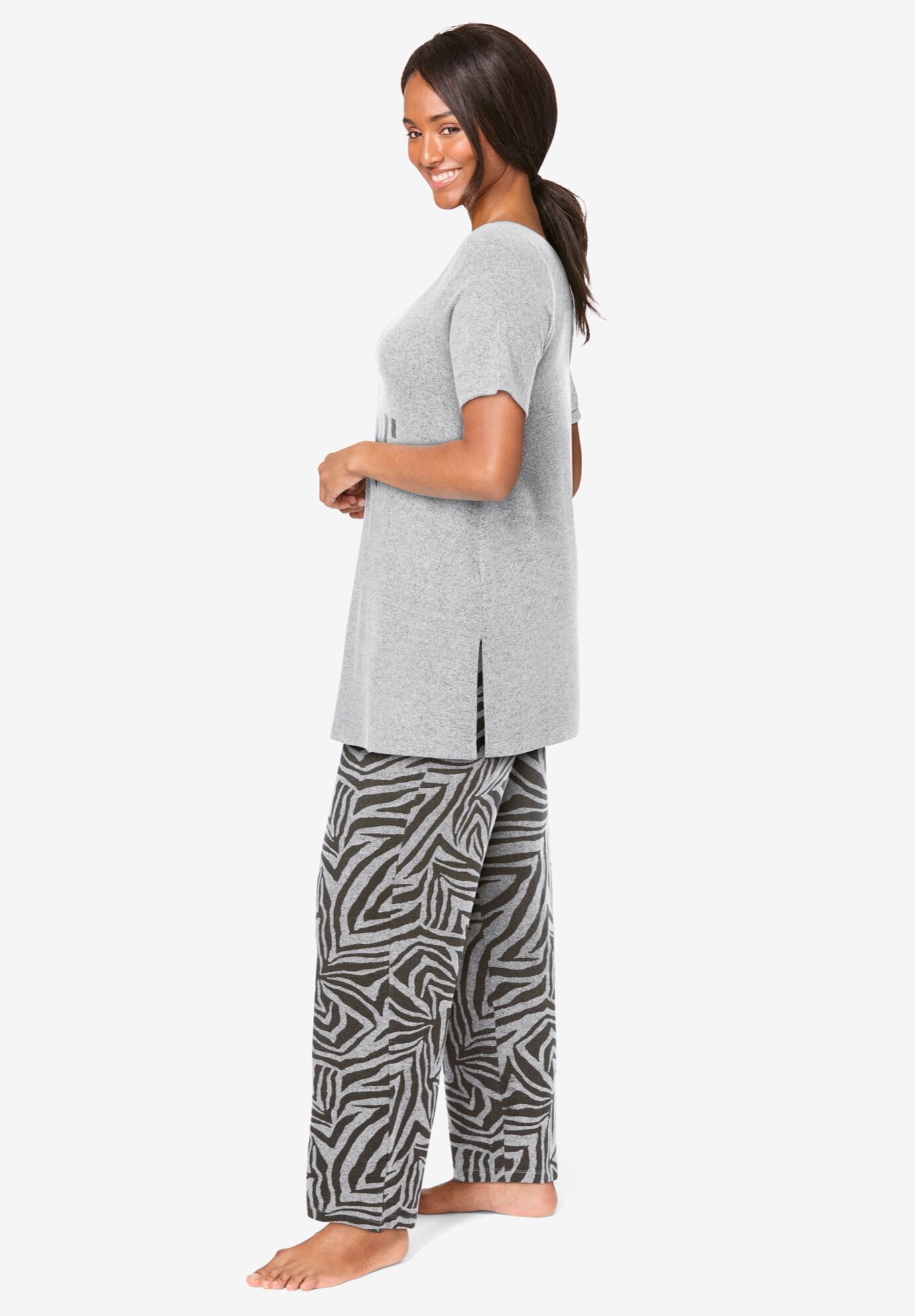 Serenada Hacci 2-Piece PJ Set, HEATHER GREY ZEBRA, alternate image number 2