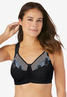 Embroidered Full-Coverage Wire-Free Bra, BLACK SILVER, hi-res image number null