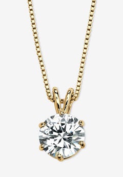 Gold over Sterling Silver Cubic Zirconia Solitaire Pendant