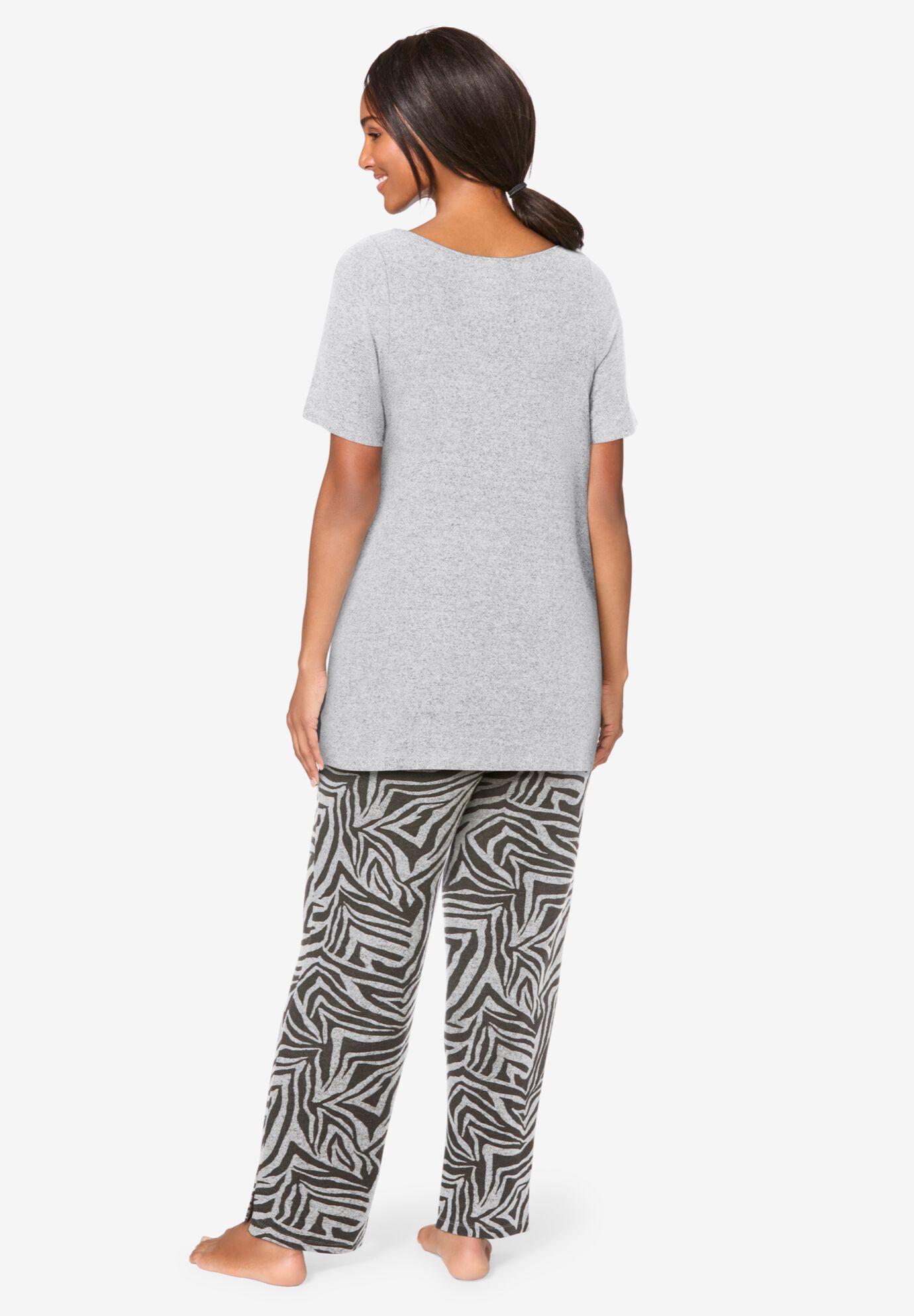Serenada Hacci 2-Piece PJ Set, HEATHER GREY ZEBRA, on-hover image number 1