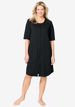 Short French Terry Zip-Front Robe