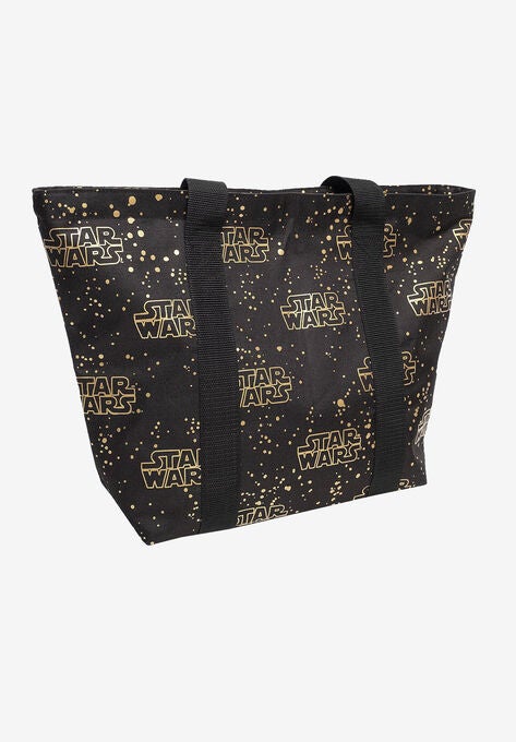 Star Wars Zippered Travel Tote Bag All-over Metallic Logo Shoulder Handbag, , alternate image number null
