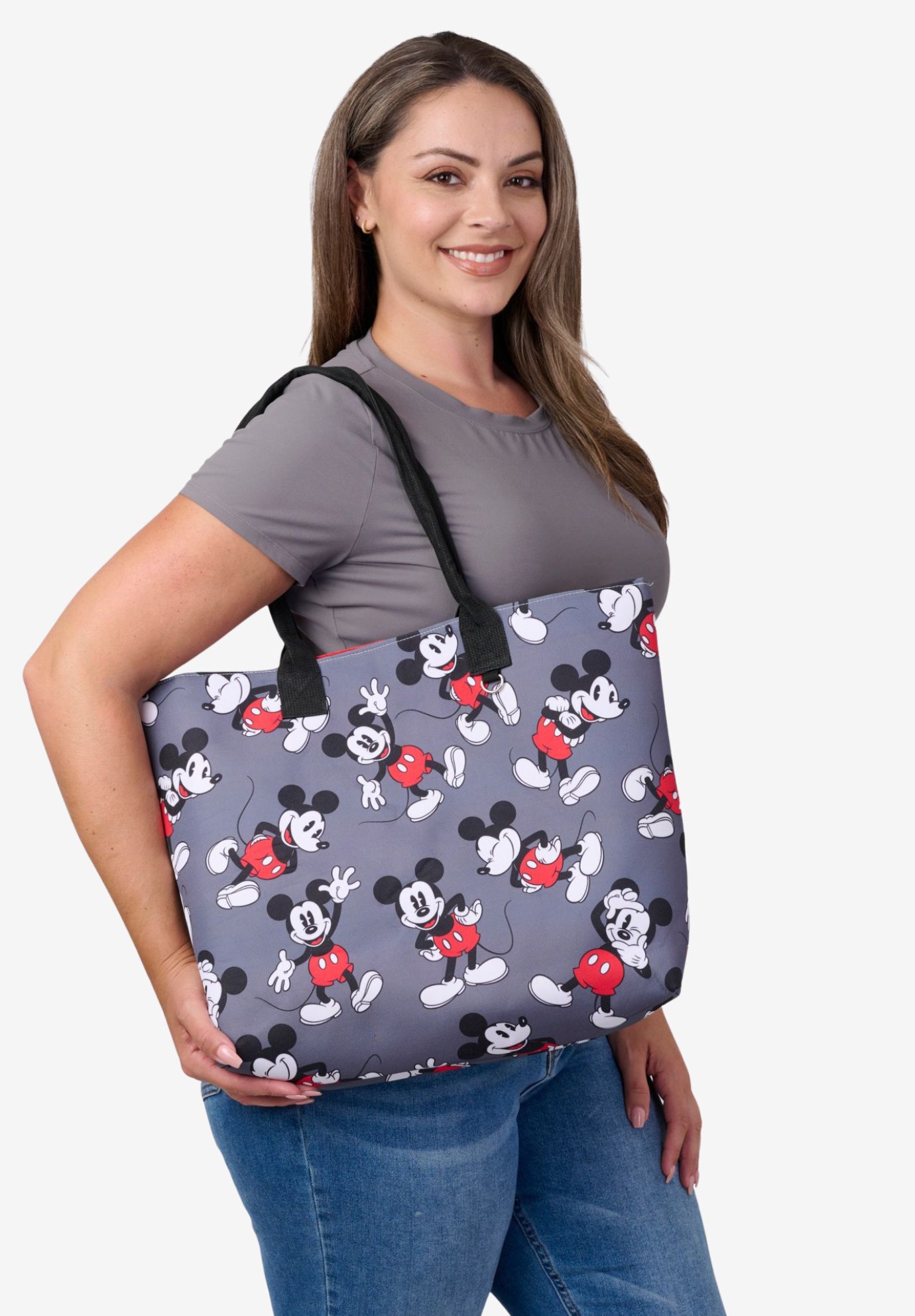 Disney Mickey Mouse Tote Bag D-Ring Charm Hook Cordura Grey Travel, GRAY, alternate image number 5