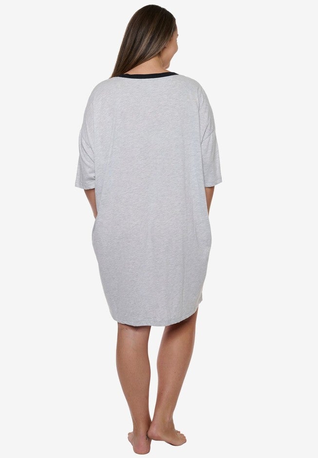 Women's Peanuts Snoopy & Woodstock Dorm Sleep Shirt One Size, GRAY, on-hover image number 1