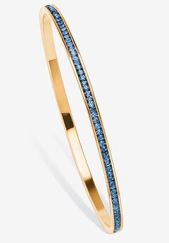 Gold Tone Stackable Eternity Bangle Bracelet Birthstones 7.5"