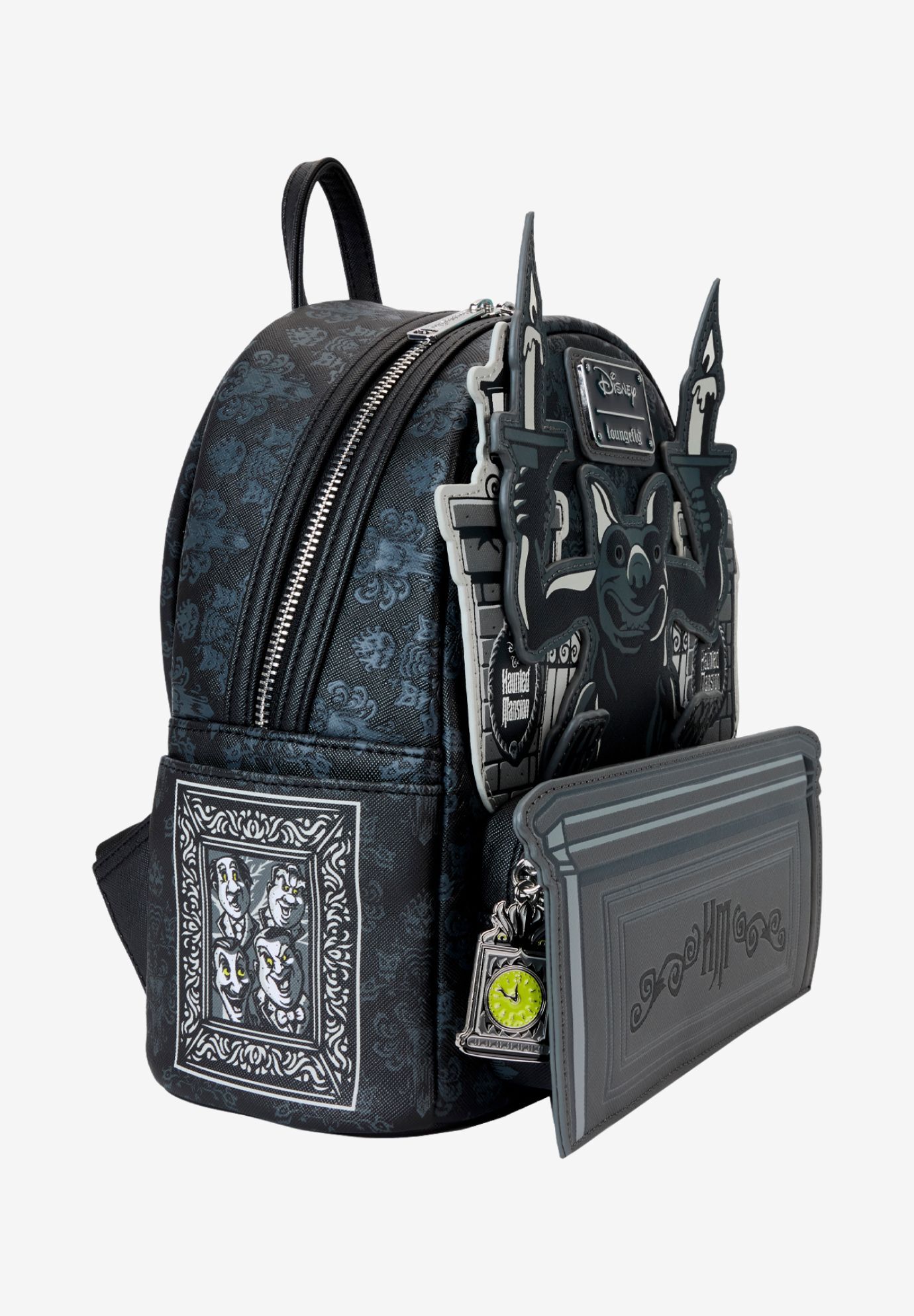 Loungefly x Disney Haunted Mansion Gargoyle Wallpaper Mini Backpack, BLACK, alternate image number 2
