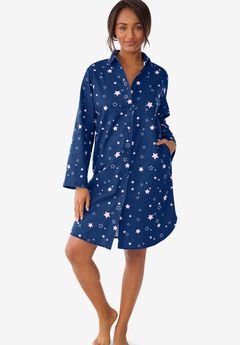 Plaid Flannel Button-Front Sleepshirt