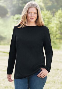 Plus Size Black Long Sleeve Tops