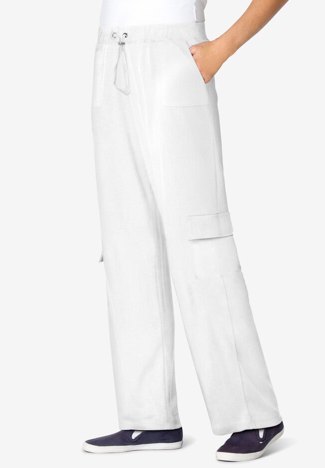 Pull-On Knit Cargo Pant, WHITE, hi-res image number null
