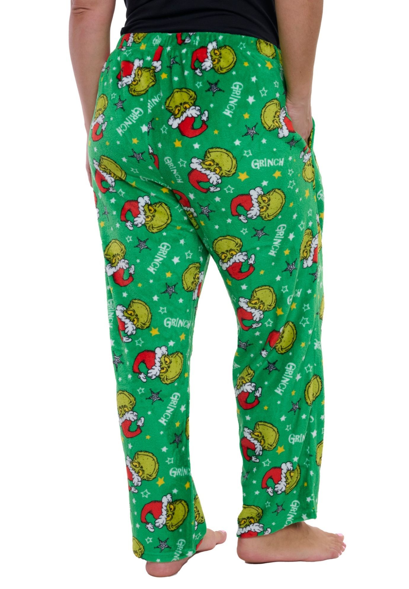 The Grinch Pajama Pants Sleepwear Green Plush Sleepwear Christmas Holiday Print, GREEN, on-hover image number 1