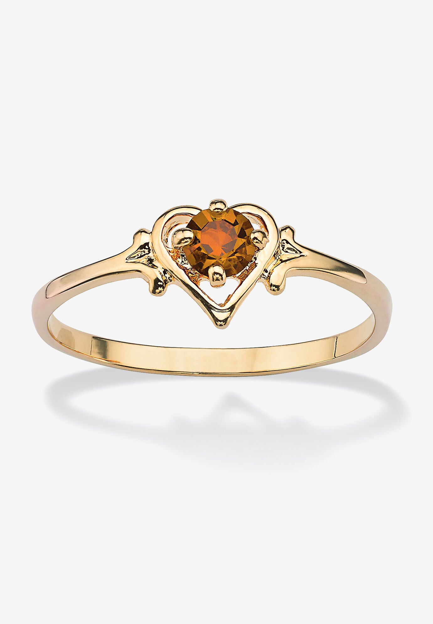 Yellow Gold-Plated Simulated Birthstone Ring, NOVEMBER, hi-res image number 0
