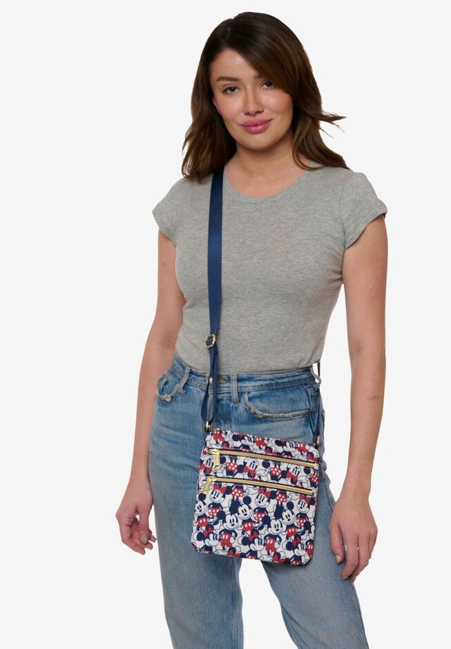 Loungefly x Disney Mickey & Minnie Mouse Passport Crossbody Bag All-Over Print, BEIGE, alternate image number 4