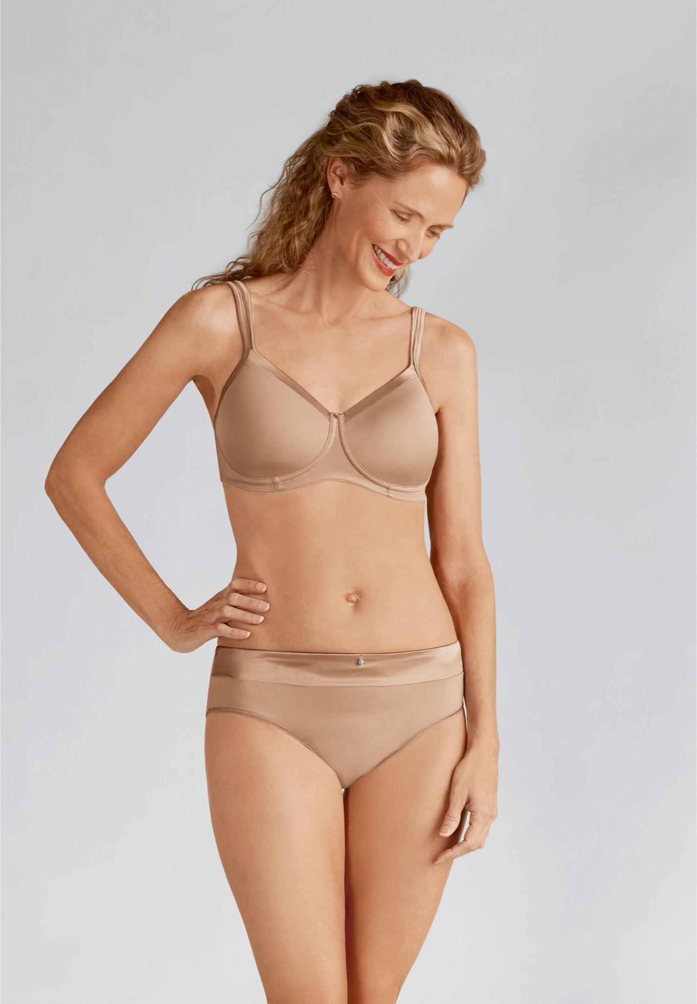 Lara Satin Padded Wire Free Bra 44212 , NUDE, hi-res image number 0