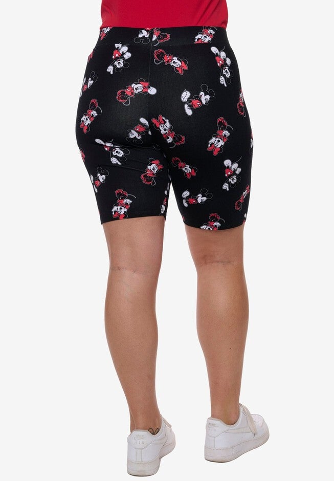 Women's Disney Mickey Mouse Bike Shorts Black All-Over Print, BLACK, on-hover image number 1