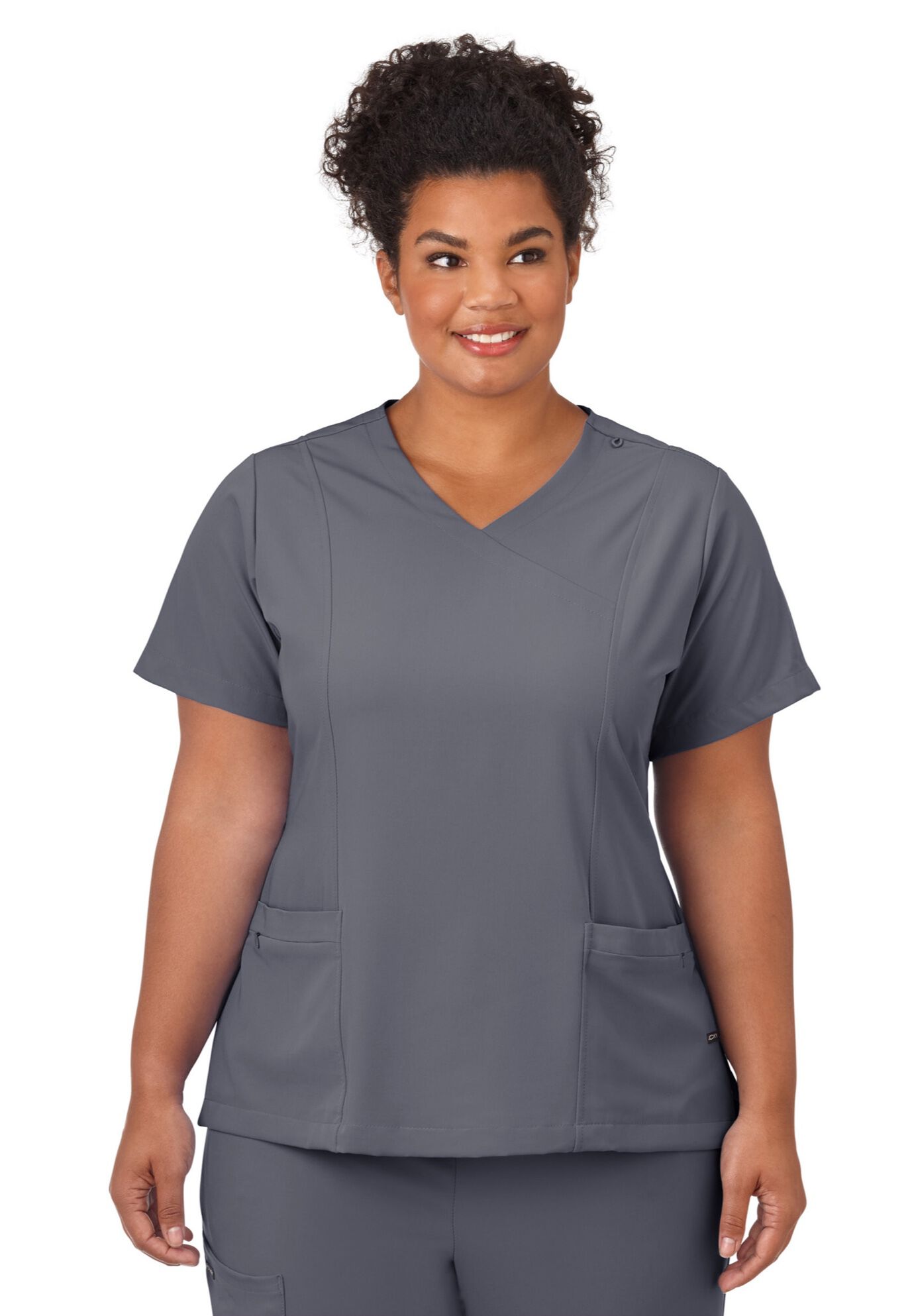 Jockey Scrubs Women&#39;s Mock Wrap Top, PEWTER, hi-res image number 0